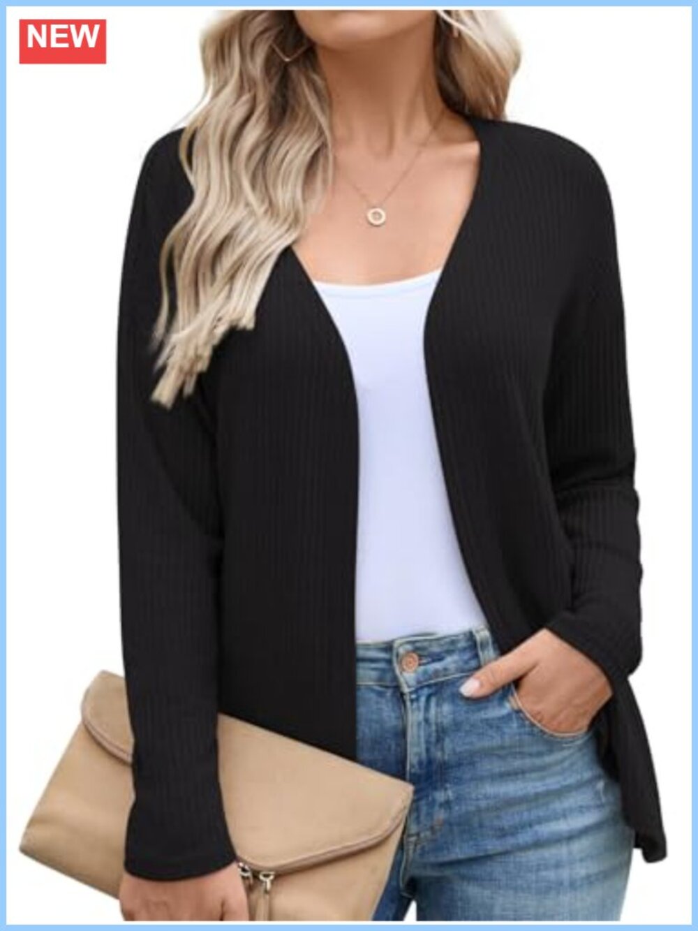 Womens Cropped Cardigan Lightweight Waffle Knit Open Front Sweater Top